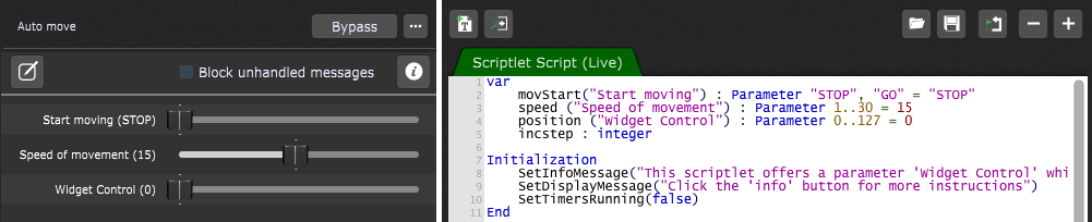 Scriptlet-parameters