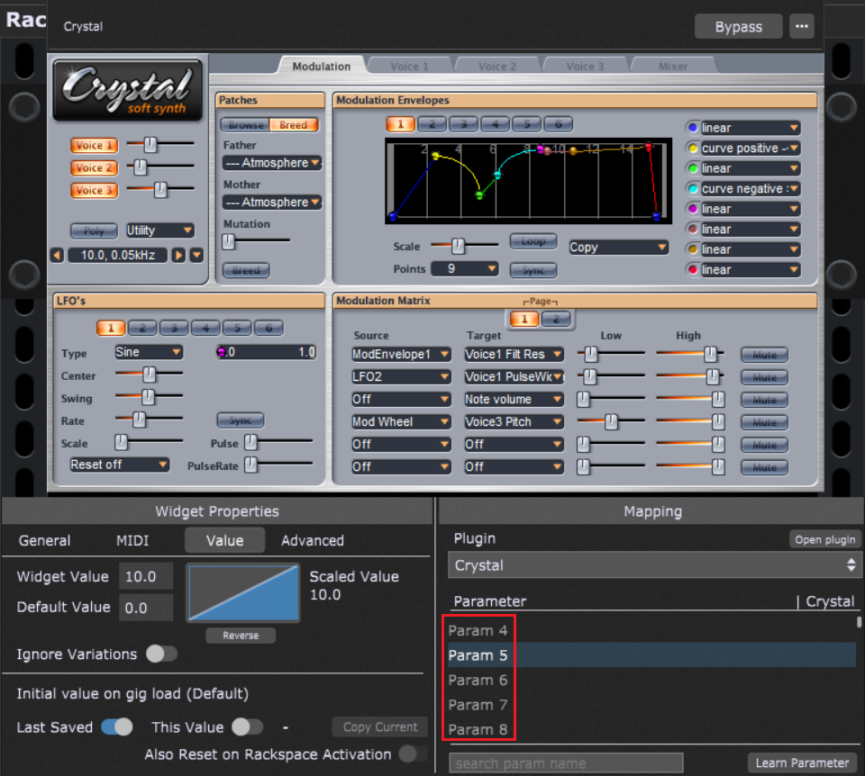 Crystal, Soft Synth VST plugin in Gig Performer