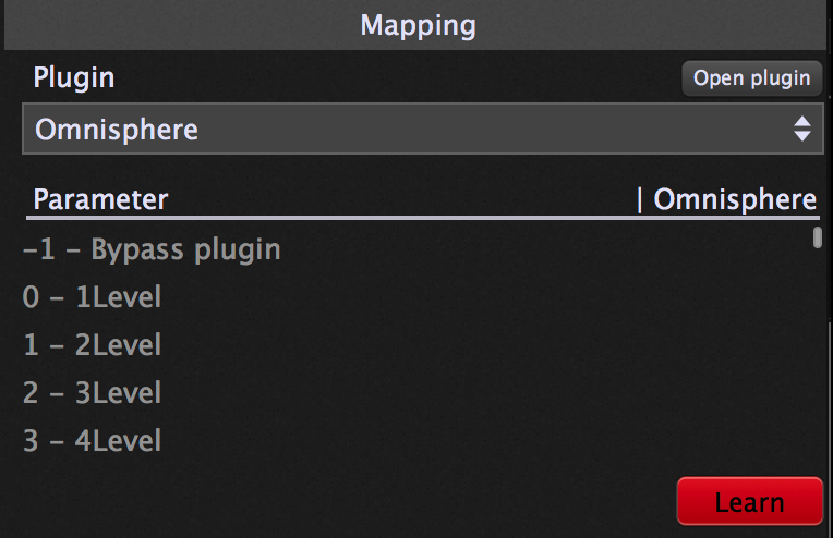 Gig Performer, Omnisphere plugin, Learn button
