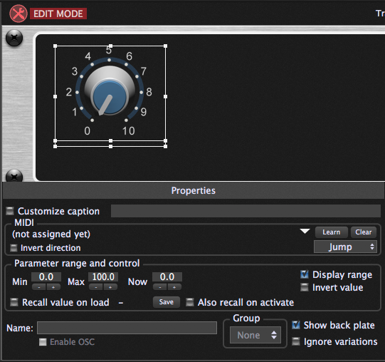 Gig Performer 3, Rig Manager, Creating Widgets, assign aliases
