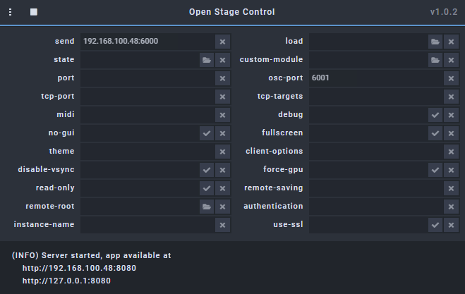 Open-Stage-Control-Server-Running