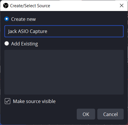 OBS ASIO Input Capture, Select Source dialog